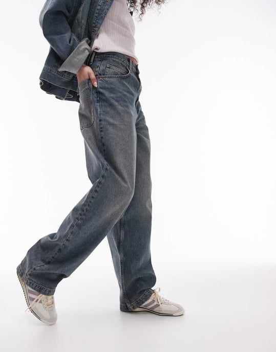 Topshop Baggy hög midja jeans i grime - Image 2
