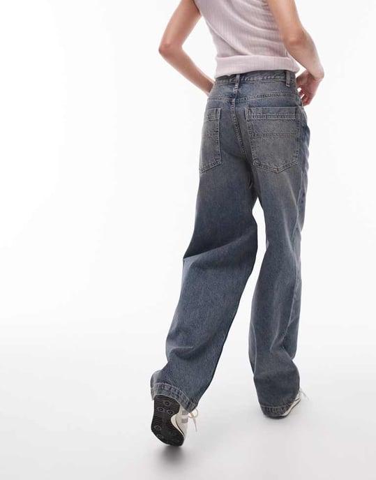 Topshop Baggy hög midja jeans i grime - Image 4