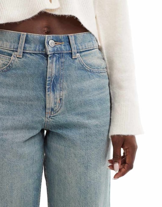 ASOS DESIGN ankellång raka jeans i vintagetvätt - LBLUE - Image 2