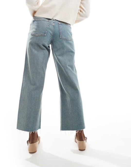 ASOS DESIGN ankellång raka jeans i vintagetvätt - LBLUE - Image 4
