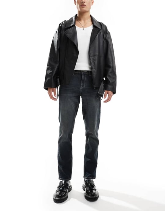ASOS DESIGN stretch slim jeans i vintage mörk tvätt - Image 1