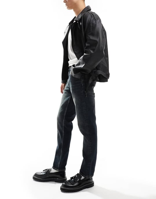 ASOS DESIGN stretch slim jeans i vintage mörk tvätt - Image 3