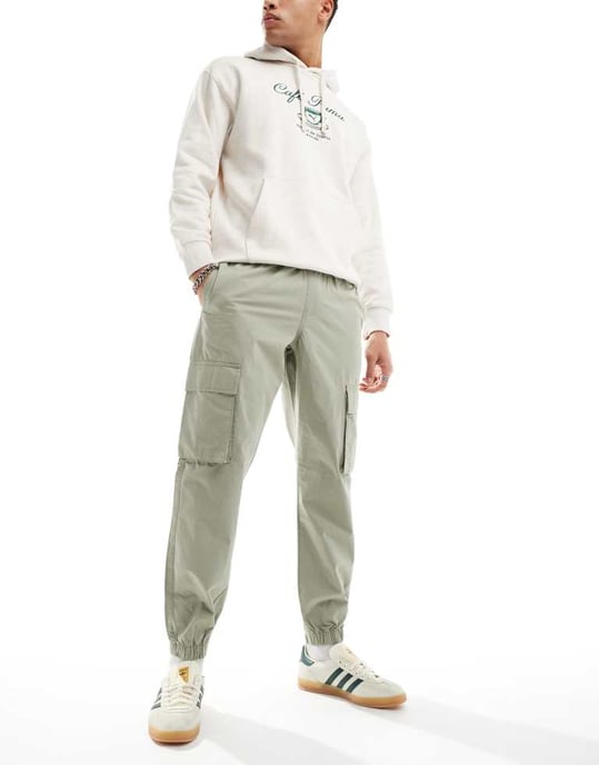 ASOS DESIGN tapered pull on trouser in sage green - Image 4
