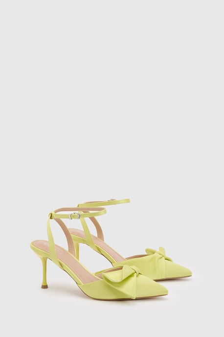Rosa Satin Ruffle Detail High Stiletto Heeled Court Shoes - Image 3