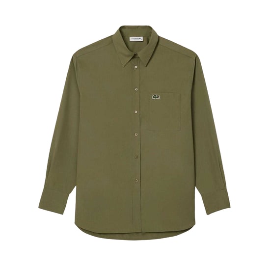 Lacoste Dames/Dames Popeline Oversized Overhemd (Kaki Groen) - Image 1