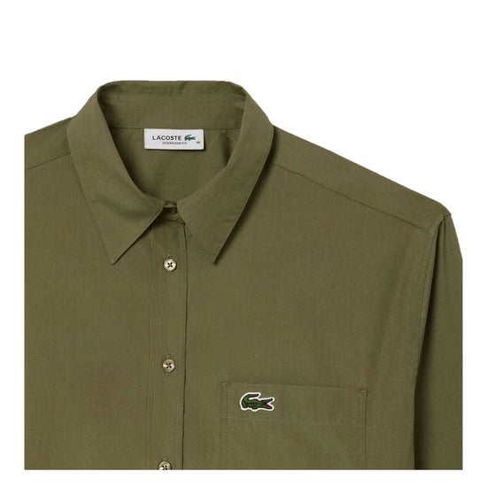 Lacoste Dames/Dames Popeline Oversized Overhemd (Kaki Groen) - Image 2