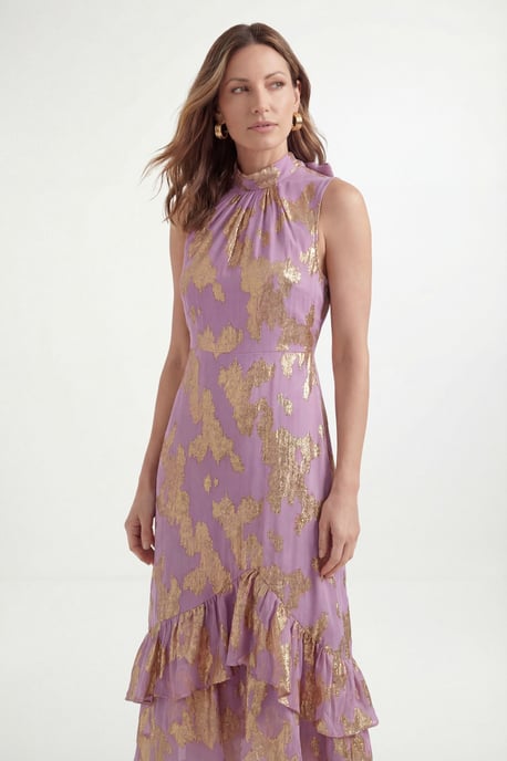 Petite Metallic Ruffle Hem Maxi Dress - Image 4