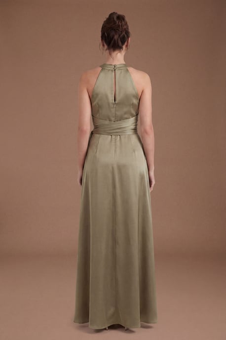 Coast Honoured Petite Twist Halterneck Satin Maxi Bridesmaid Dress - Image 2