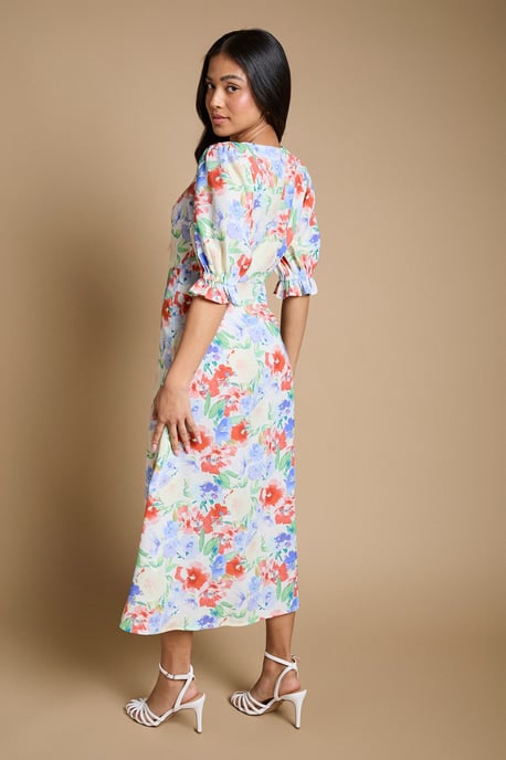 Petite Floral  Button Through Midi Dress - Image 3