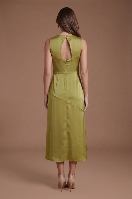 Cowl Neck Sleeveless Satin Midi Dress - Image 4