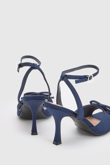 Emma Satin Bow Detail High Heeled Sandals - Image 4