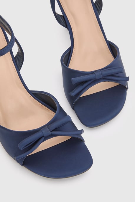Emma Satin Bow Detail High Heeled Sandals - Image 5