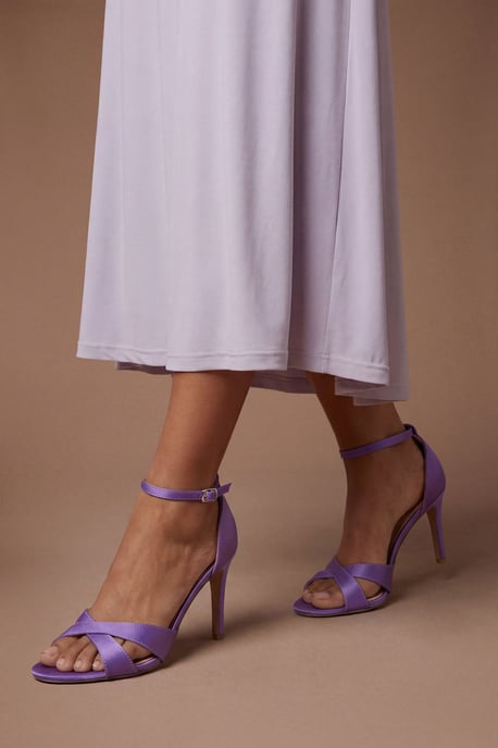 Cadenza Satin Cross Strap High Stiletto Heel Sandals - Image 1