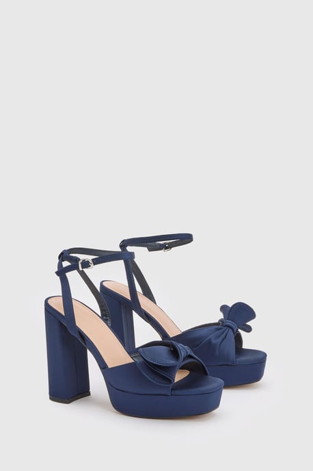 Lillie Satin Ruffle Detail Platform Block Heeled Sandals - Image 3