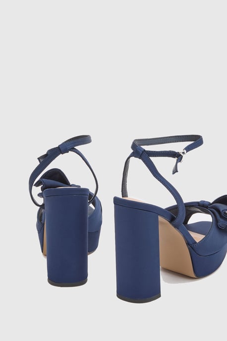 Lillie Satin Ruffle Detail Platform Block Heeled Sandals - Image 4