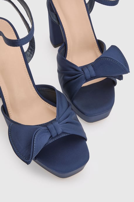Lillie Satin Ruffle Detail Platform Block Heeled Sandals - Image 5