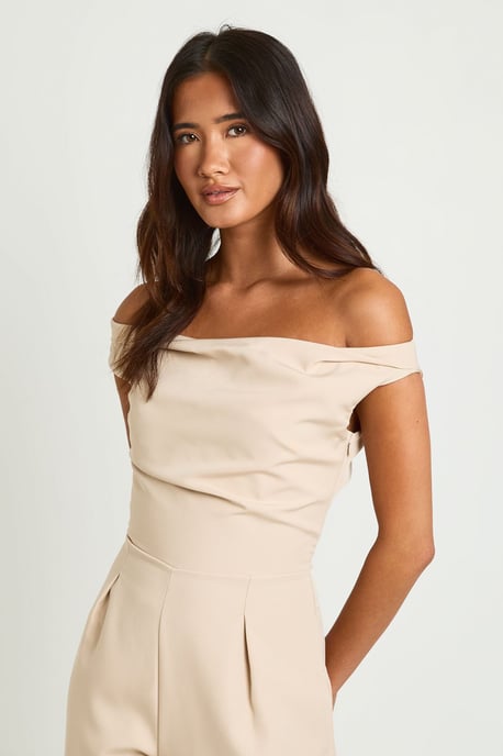 Drape Bardot Wide Leg Jumpsuit - Image 3