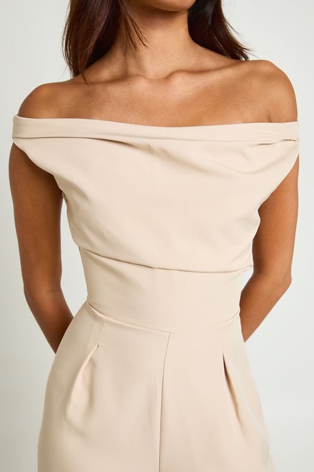 Drape Bardot Wide Leg Jumpsuit - Image 4