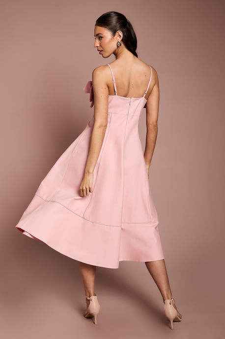 Corsage Linen Midi Dress - Image 3