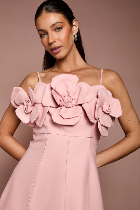 Corsage Linen Midi Dress - Image 4