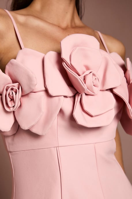 Corsage Linen Midi Dress - Image 5