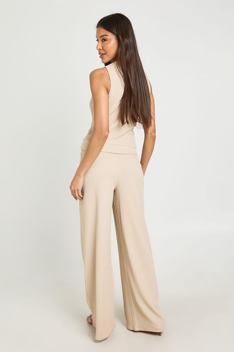 V Neck Wrap Over Deep Hem Top and Wide Leg Trouser Coord - Image 2