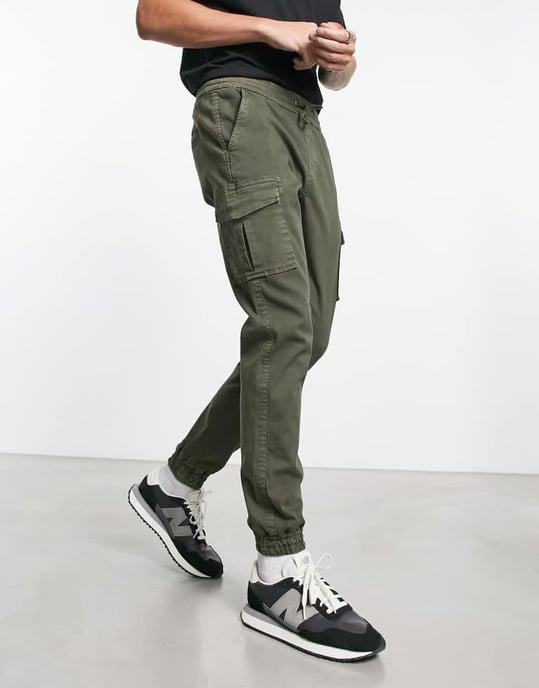 Bolongaro Trevor skinny fit cargo cuffed trousers in green - Image 4