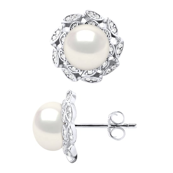 Earrings Real Cultured Freshwater Pearls Button 8-9 mm - Image 1
