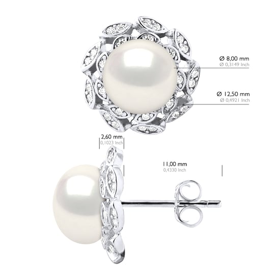Earrings Real Cultured Freshwater Pearls Button 8-9 mm - Image 2
