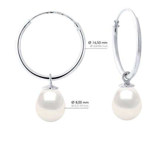 Oorbellen van Zilver 925 Rhodium verguld met Echte Zoetwaterparels Pear 8-9 mm - Image 2