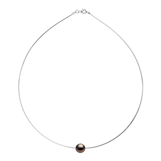 Halsband OMEGA av Silver 925 Rhodiumpläterat och äkta odlad Tahitipärla Rund 9-10 mm - Image 1