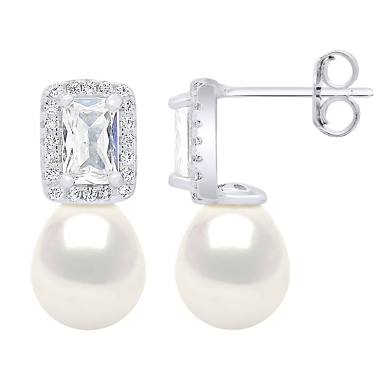 Hanging Earrings Real Cultured Freshwater Pearls Pear 8-9 mm - Image 1