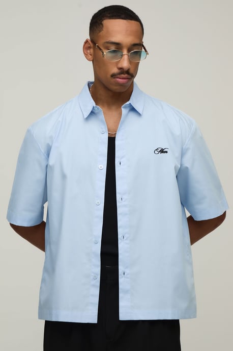 Oversized Half Sleeve Back Embroidered Shirt - Image 2