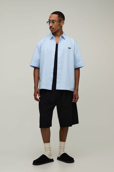 Oversized Half Sleeve Back Embroidered Shirt - Image 4