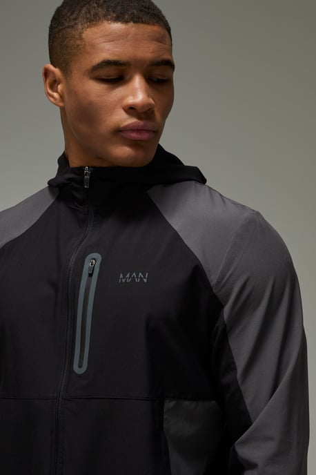 Man Active Colour Block Contrast Trim Windbreaker - Image 3