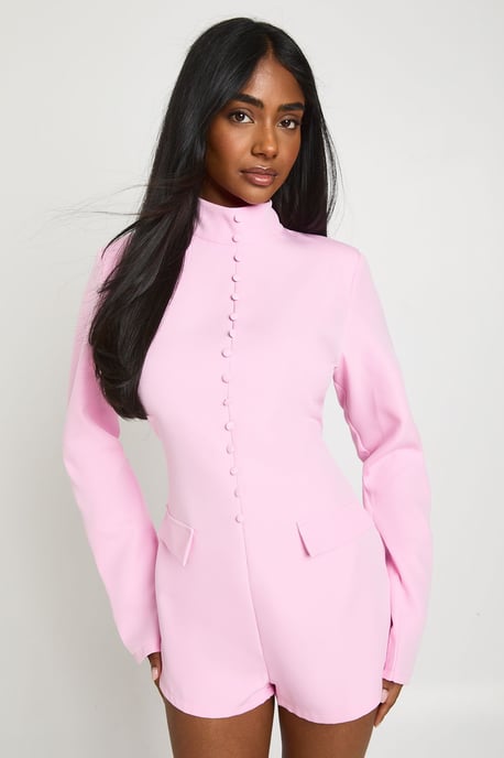Tailored High Neck Playsuit - Image 1