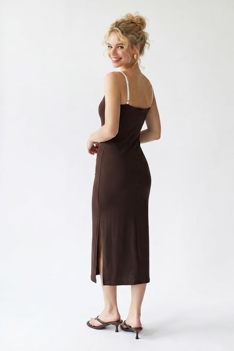 Ärmlös Bodycon Midiklänning med Slits - Image 5