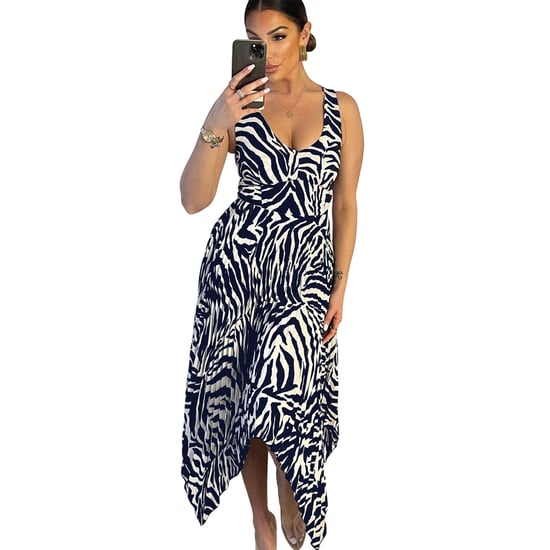 AX Paris Womens/Ladies Zebra Print Pleated Midi Dress (Navy/Cream) - Image 2