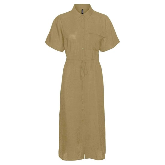 Vero Moda Midi-shirtjurk met kraag voor dames (Iris) (Khaki) - Image 2