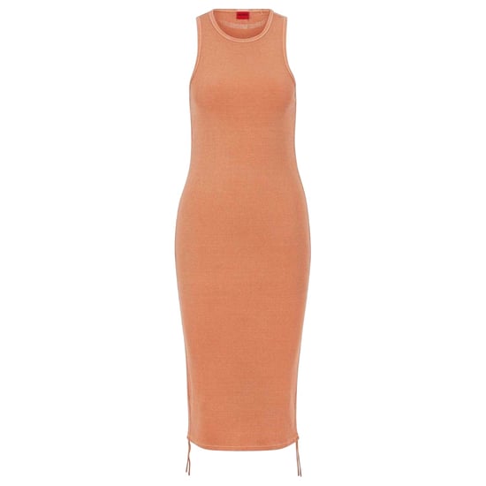 Hugo Nerana midi-jurk van ribgebreid stof voor dames (Oranje) - Image 1