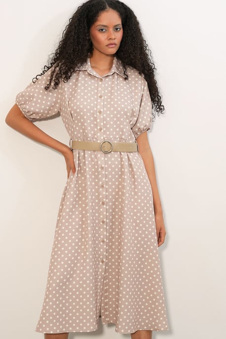 Polkadot Middellange Hemdjurk met Ceintuur - Image 1