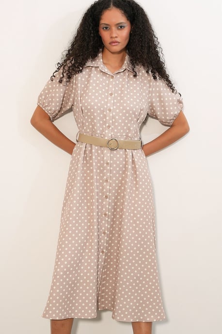 Polkadot Middellange Hemdjurk met Ceintuur - Image 2