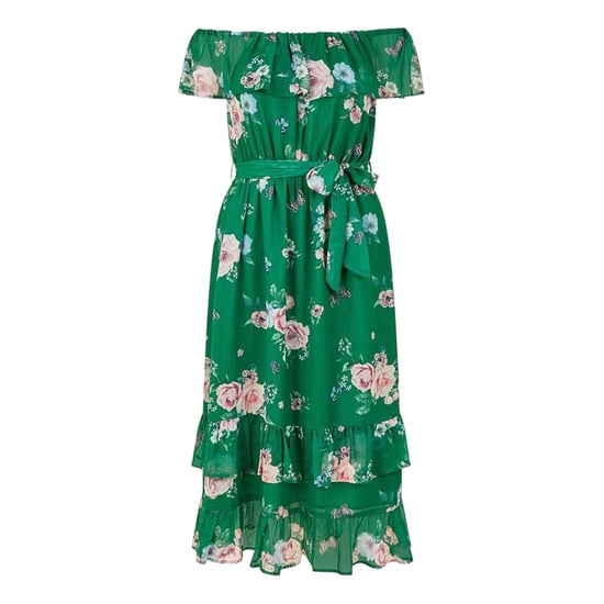 Yumi Womens/Ladies Floral Off Shoulder Midi Dress (Green) - Image 1
