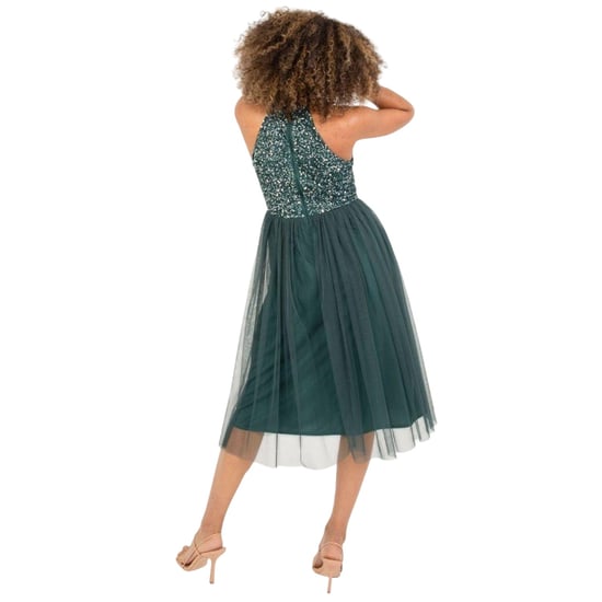 Maya Deluxe Dames/dames Sequin Midi-jurk (Smaragd) - Image 3