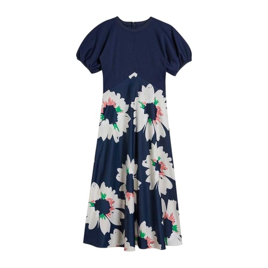 Ted Baker Midi-jurk met bloemenprint, A-lijn en pofmouwen voor dames (Donkerblauw) - Image 2