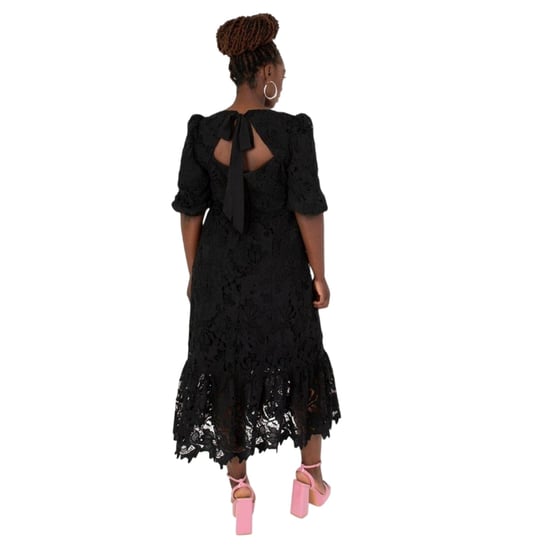 Maya Deluxe Dames/Dames 3/4 Mouw Midi Dress (Zwart) - Image 2