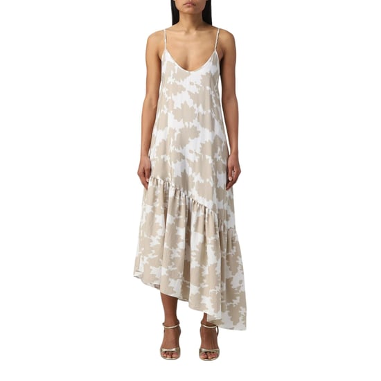 Armani Exchange Maxijurk voor dames met tie-dye-patroon en asymmetrische zoom (Zand) - Image 1