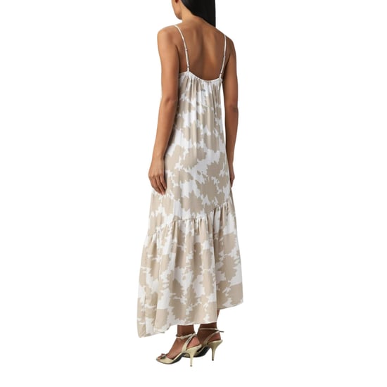 Armani Exchange Maxijurk voor dames met tie-dye-patroon en asymmetrische zoom (Zand) - Image 3