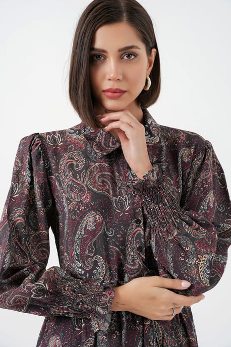 Paisley Geknoopt Midi Hemdjurk - Image 2