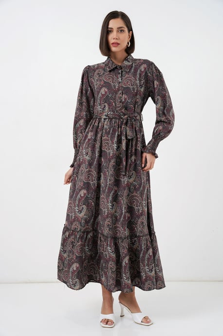 Paisley Geknoopt Midi Hemdjurk - Image 3